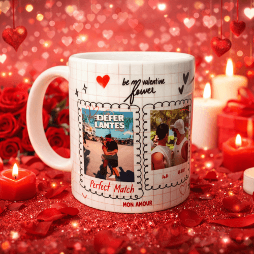 Mug Saint-Valentin personnalisé – Souvenir photo couple (350 ml)
