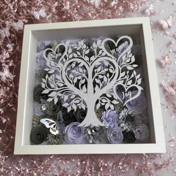 Cadre fleuris arbre de vie