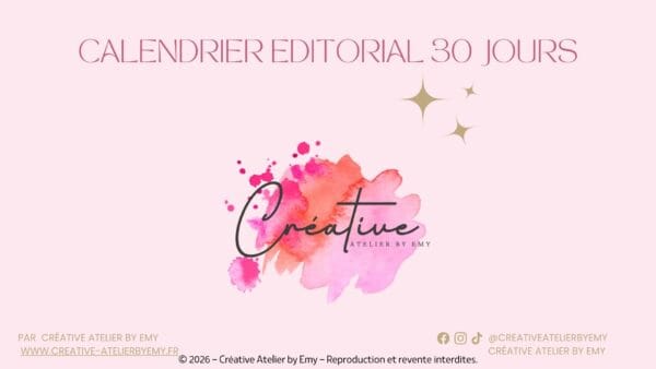 Calendrier éditorial – 30 jours spécial personnalisation