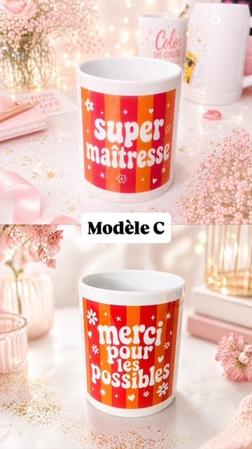 Pot à crayons personnalisé pour maîtresse