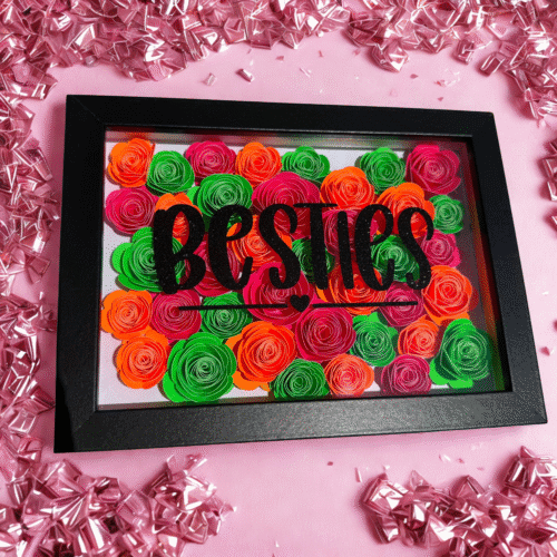 Cadre fleuri personnalisable “Besties” – Cadeau unique pour meilleure amie