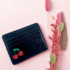 Porte-cartes compact en simili cuir craquelé