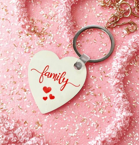 Porte-clés Cœur Personnalisable – Photo, Message ou Motif au Choix