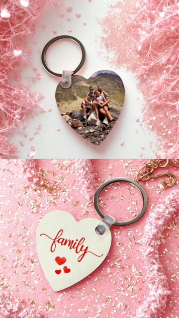 Porte-clés Cœur Personnalisable – Photo, Message ou Motif au Choix