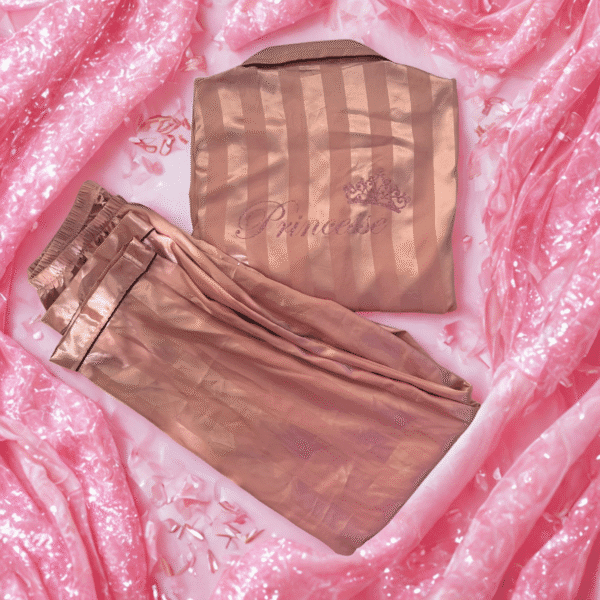 Pyjama Pyjama satiné « Princesse » – Flocage pailleté rose
