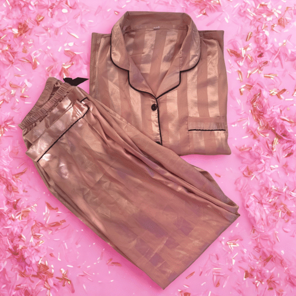 Pyjama haut bas Pyjama satiné « Princesse » – Flocage pailleté rose