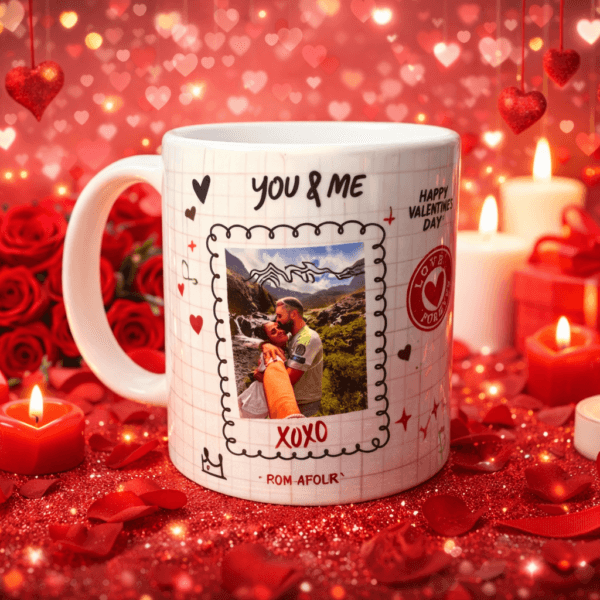 St valentin Mug Saint-Valentin personnalisé – Souvenir photo couple (350 ml)