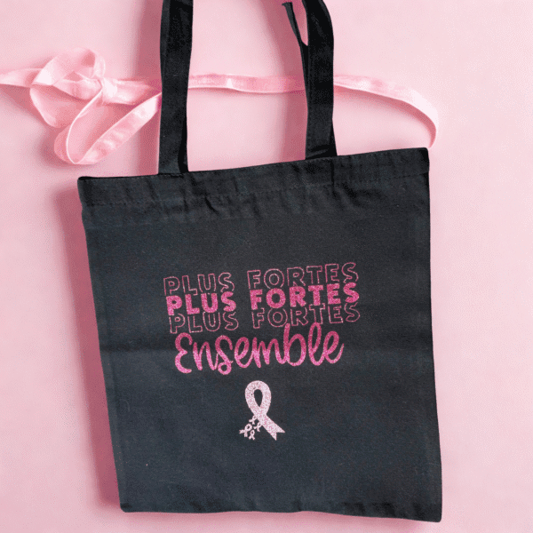 Tote bag noir Octobre Rose