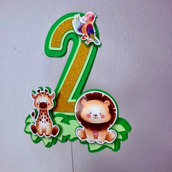Cake topper chiffre savane