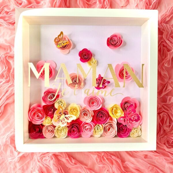 maman fond rose Cadre fleuris fleurs tombantes