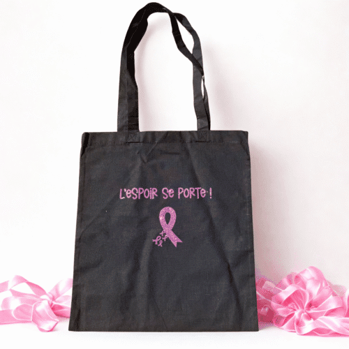 Tote bag noir Octobre Rose