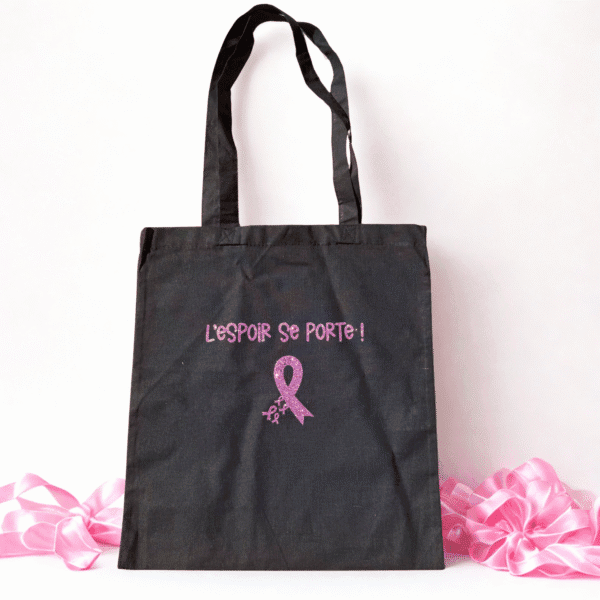 Tote bag noir Octobre Rose